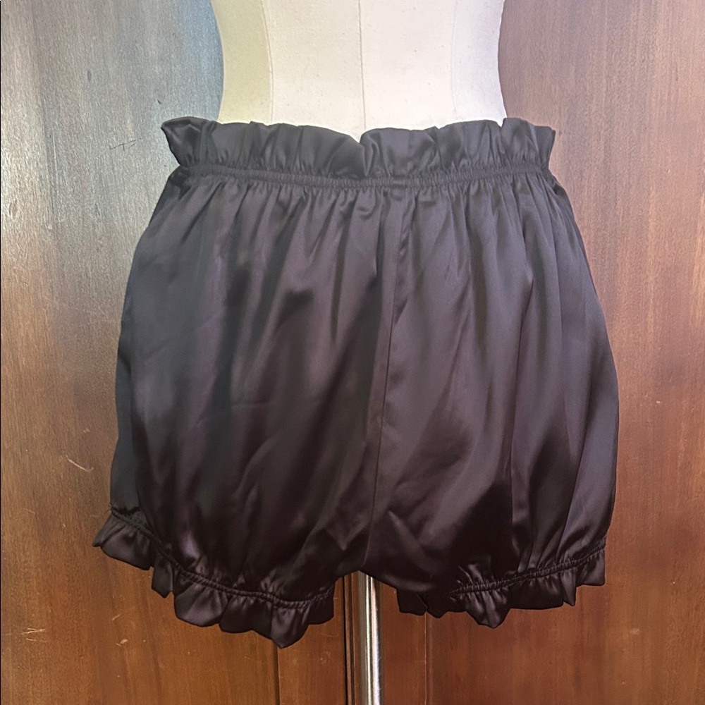 Black Satin Ruffle Bloomers Shorts S - Picture 2 of 8